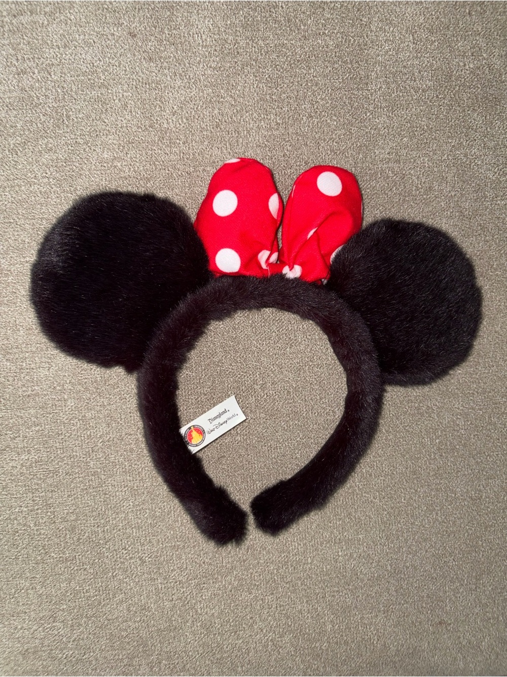 vintage Disney Parks fuzzy black Minnie Mouse ears headband